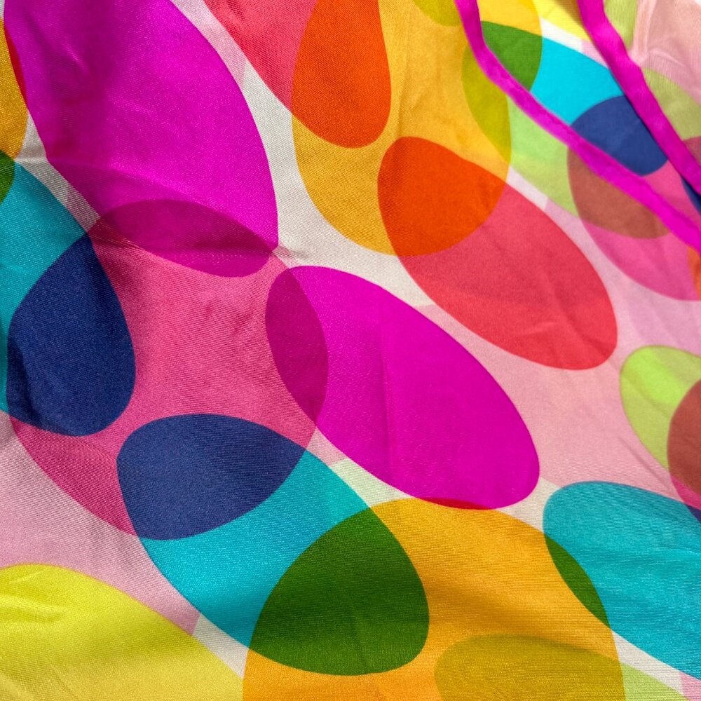 Echo Silk Rectangular Neck Scarf Polka Dot Circle… - image 4